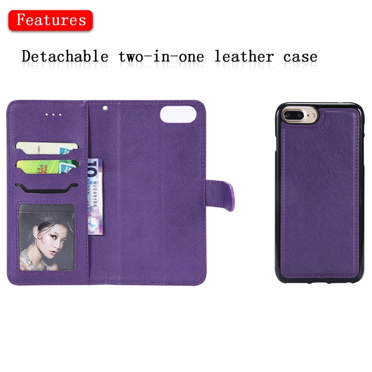 For iPhone 6 Plus / 7 Plus / 8 Plus Solid Color Horizontal Flip Protective Case with Holder & Card Slots & Wallet & Photo Frame & Lanyard