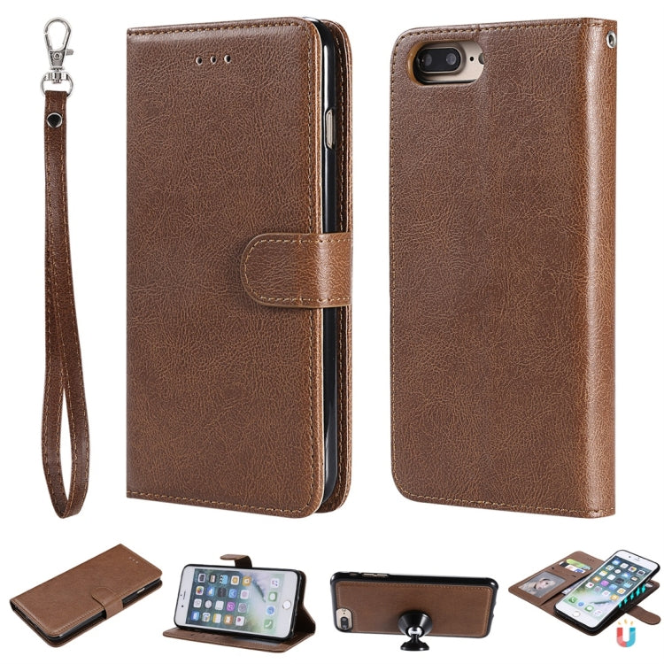 For iPhone 6 Plus / 7 Plus / 8 Plus Solid Color Horizontal Flip Protective Case with Holder & Card Slots & Wallet & Photo Frame & Lanyard