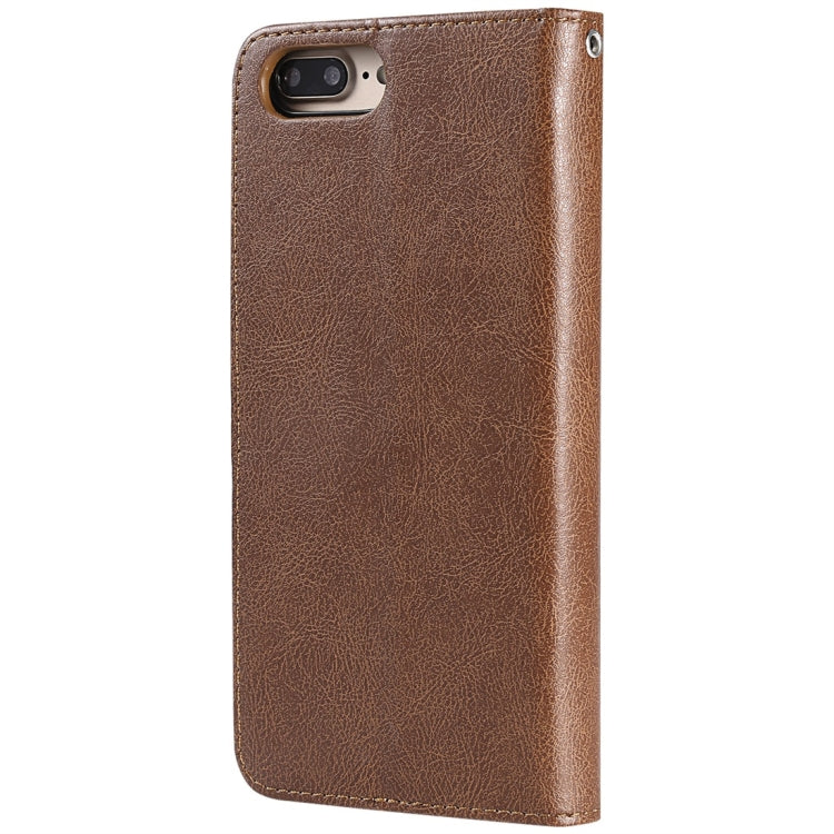 For iPhone 6 Plus / 7 Plus / 8 Plus Solid Color Horizontal Flip Protective Case with Holder & Card Slots & Wallet & Photo Frame & Lanyard