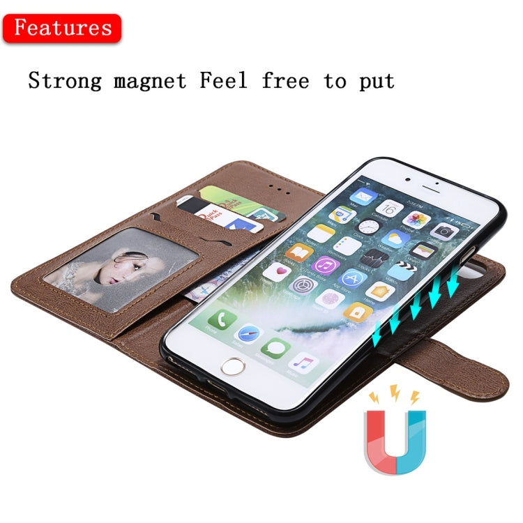 For iPhone 6 Plus / 7 Plus / 8 Plus Solid Color Horizontal Flip Protective Case with Holder & Card Slots & Wallet & Photo Frame & Lanyard