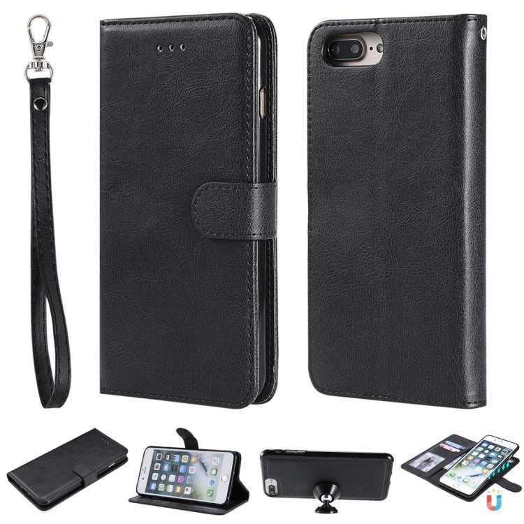 For iPhone 6 Plus / 7 Plus / 8 Plus Solid Color Horizontal Flip Protective Case with Holder & Card Slots & Wallet & Photo Frame & Lanyard