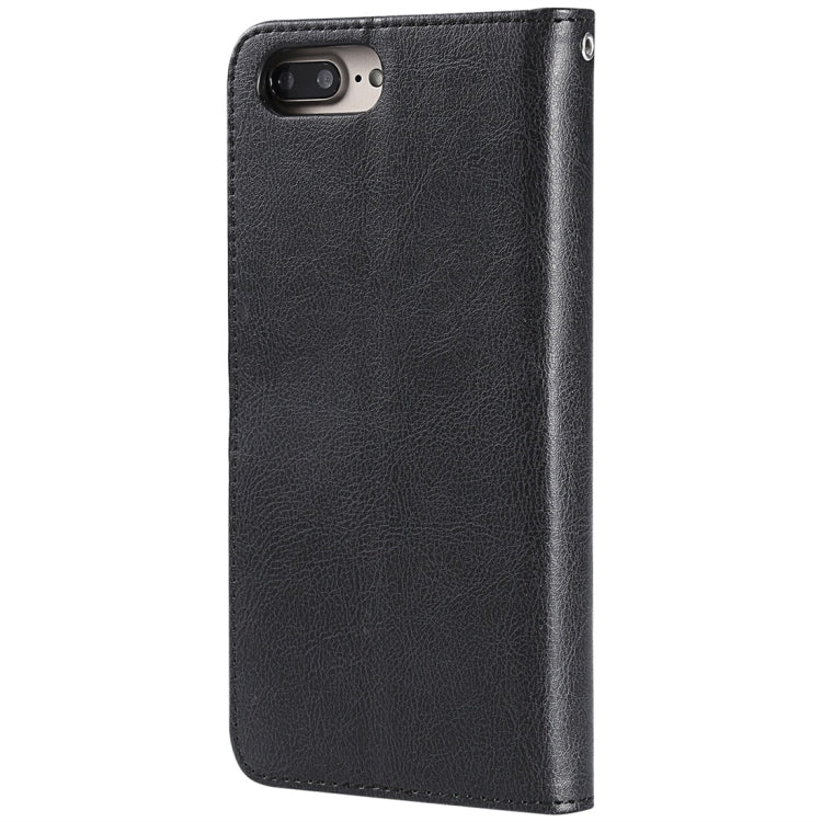 For iPhone 6 Plus / 7 Plus / 8 Plus Solid Color Horizontal Flip Protective Case with Holder & Card Slots & Wallet & Photo Frame & Lanyard