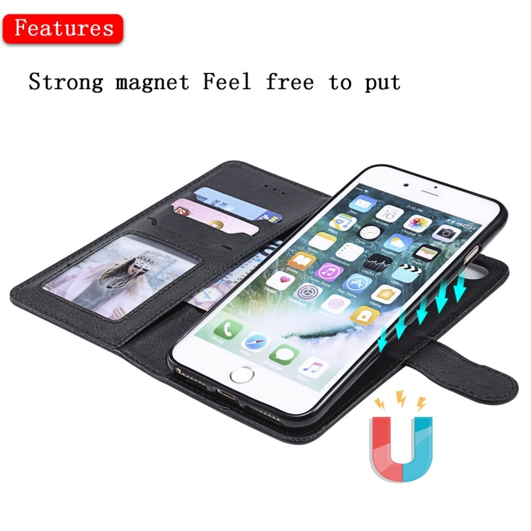 For iPhone 6 Plus / 7 Plus / 8 Plus Solid Color Horizontal Flip Protective Case with Holder & Card Slots & Wallet & Photo Frame & Lanyard