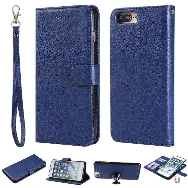 For iPhone 6 Plus / 7 Plus / 8 Plus Solid Color Horizontal Flip Protective Case with Holder & Card Slots & Wallet & Photo Frame & Lanyard
