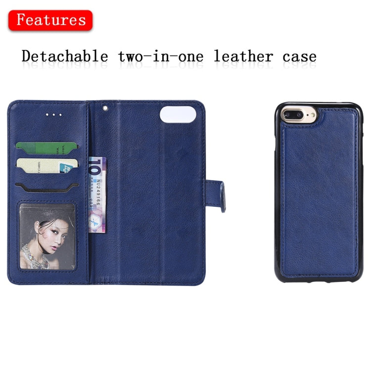 For iPhone 6 Plus / 7 Plus / 8 Plus Solid Color Horizontal Flip Protective Case with Holder & Card Slots & Wallet & Photo Frame & Lanyard