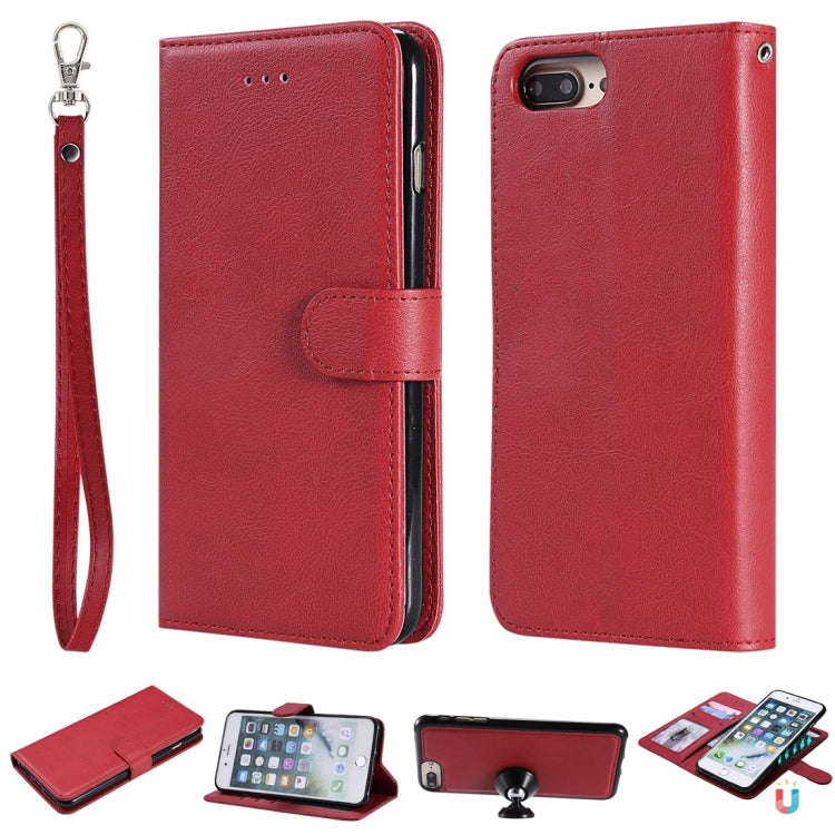 For iPhone 6 Plus / 7 Plus / 8 Plus Solid Color Horizontal Flip Protective Case with Holder & Card Slots & Wallet & Photo Frame & Lanyard
