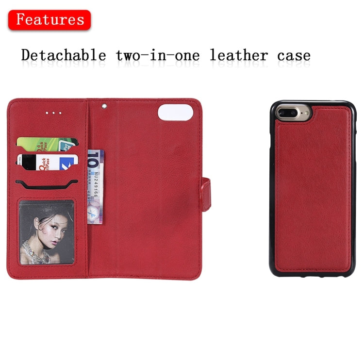 For iPhone 6 Plus / 7 Plus / 8 Plus Solid Color Horizontal Flip Protective Case with Holder & Card Slots & Wallet & Photo Frame & Lanyard