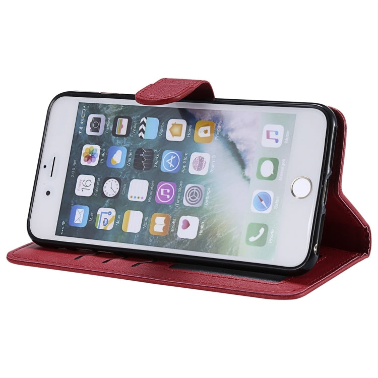 For iPhone 6 Plus / 7 Plus / 8 Plus Solid Color Horizontal Flip Protective Case with Holder & Card Slots & Wallet & Photo Frame & Lanyard