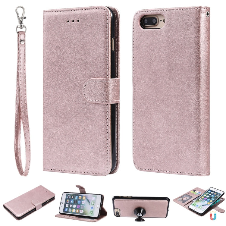 For iPhone 6 Plus / 7 Plus / 8 Plus Solid Color Horizontal Flip Protective Case with Holder & Card Slots & Wallet & Photo Frame & Lanyard