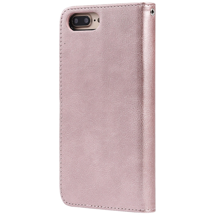 For iPhone 6 Plus / 7 Plus / 8 Plus Solid Color Horizontal Flip Protective Case with Holder & Card Slots & Wallet & Photo Frame & Lanyard