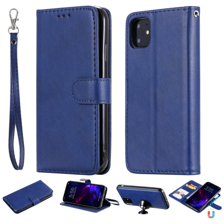 For iPhone 11 Solid Color Horizontal Flip Protective Case with Holder & Card Slots & Wallet & Photo Frame & Lanyard