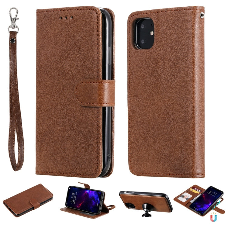For iPhone 11 Solid Color Horizontal Flip Protective Case with Holder & Card Slots & Wallet & Photo Frame & Lanyard