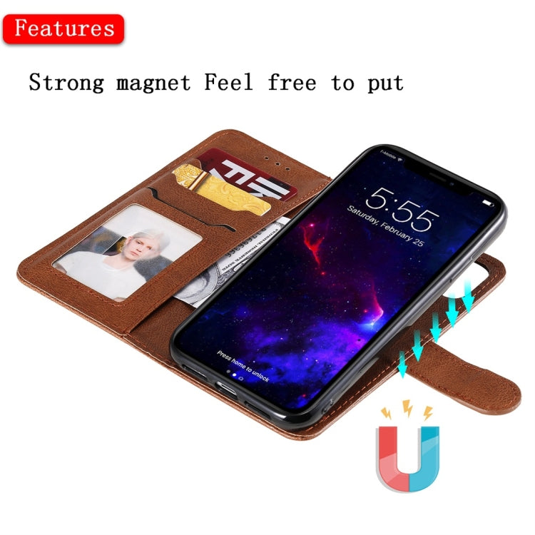 For iPhone 11 Solid Color Horizontal Flip Protective Case with Holder & Card Slots & Wallet & Photo Frame & Lanyard