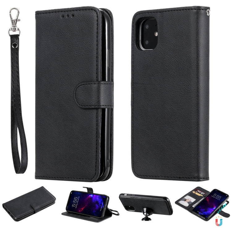 For iPhone 11 Solid Color Horizontal Flip Protective Case with Holder & Card Slots & Wallet & Photo Frame & Lanyard