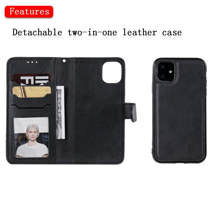 For iPhone 11 Solid Color Horizontal Flip Protective Case with Holder & Card Slots & Wallet & Photo Frame & Lanyard