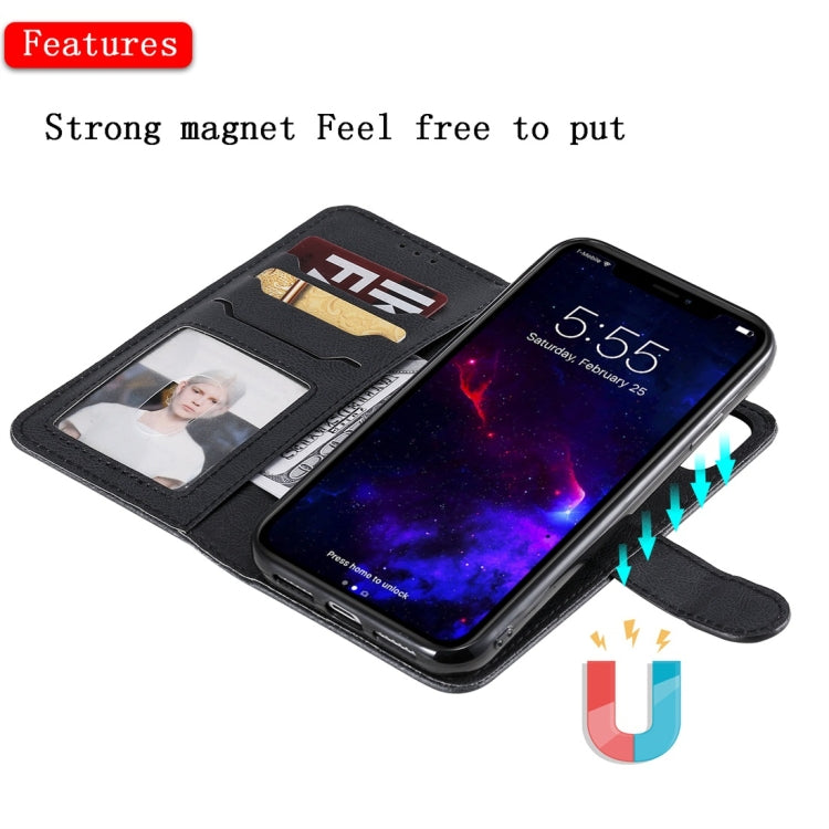 For iPhone 11 Solid Color Horizontal Flip Protective Case with Holder & Card Slots & Wallet & Photo Frame & Lanyard