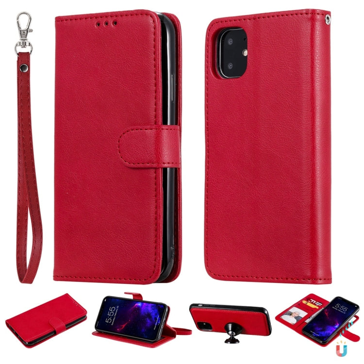 For iPhone 11 Solid Color Horizontal Flip Protective Case with Holder & Card Slots & Wallet & Photo Frame & Lanyard