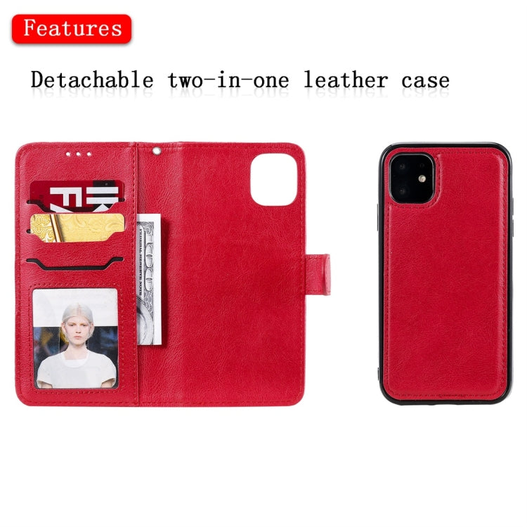 For iPhone 11 Solid Color Horizontal Flip Protective Case with Holder & Card Slots & Wallet & Photo Frame & Lanyard