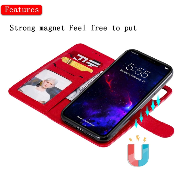For iPhone 11 Solid Color Horizontal Flip Protective Case with Holder & Card Slots & Wallet & Photo Frame & Lanyard