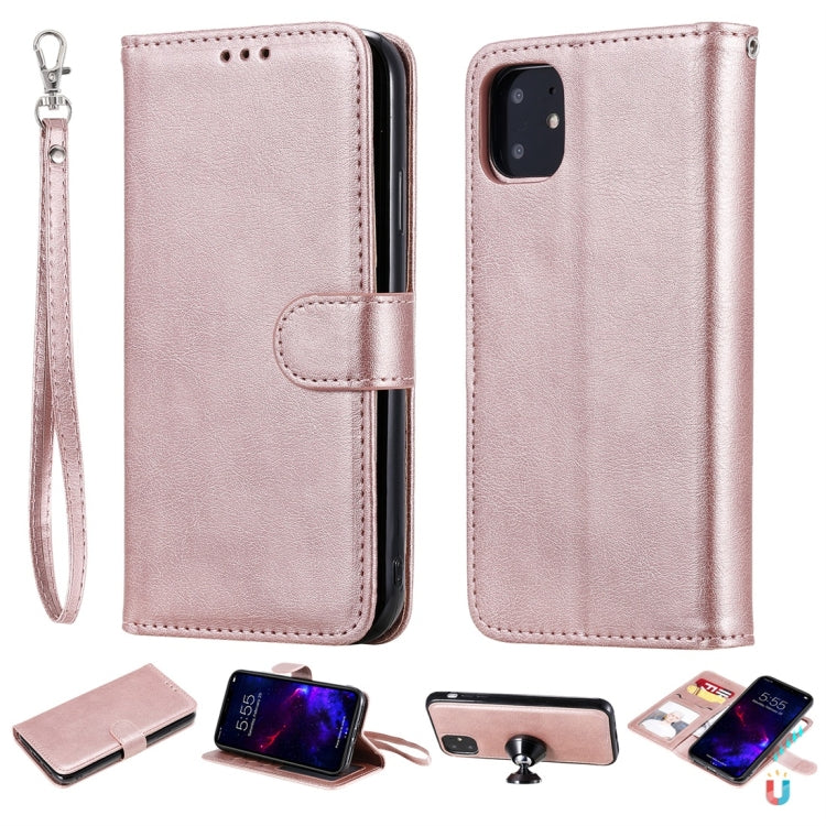 For iPhone 11 Solid Color Horizontal Flip Protective Case with Holder & Card Slots & Wallet & Photo Frame & Lanyard