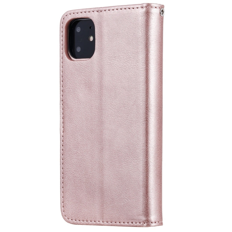 For iPhone 11 Solid Color Horizontal Flip Protective Case with Holder & Card Slots & Wallet & Photo Frame & Lanyard