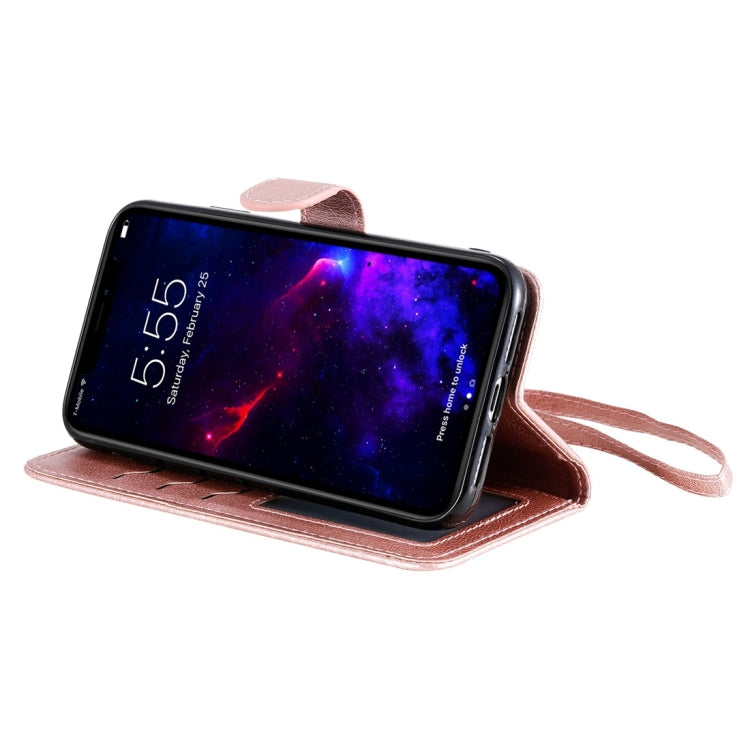 For iPhone 11 Solid Color Horizontal Flip Protective Case with Holder & Card Slots & Wallet & Photo Frame & Lanyard