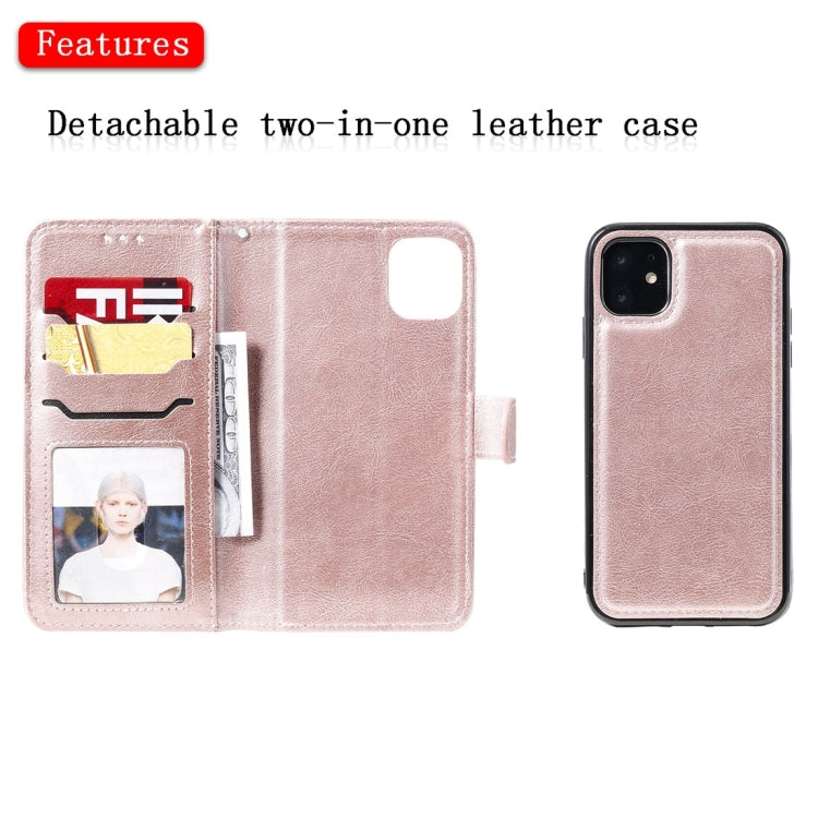 For iPhone 11 Solid Color Horizontal Flip Protective Case with Holder & Card Slots & Wallet & Photo Frame & Lanyard