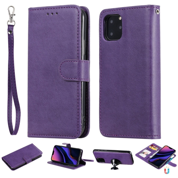For iPhone 11 Pro Solid Color Horizontal Flip Protective Case with Holder & Card Slots & Wallet & Photo Frame & Lanyard