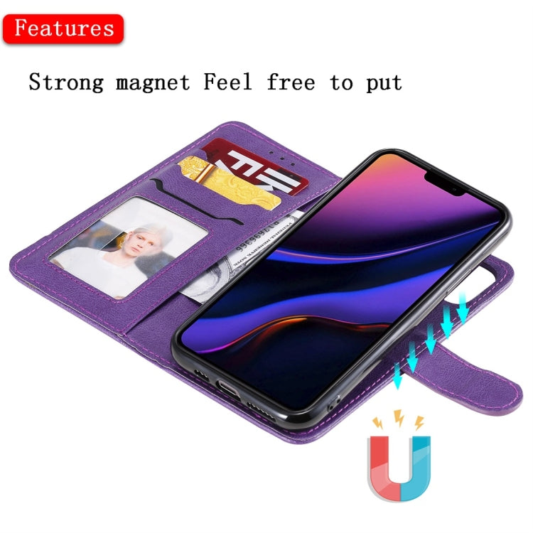 For iPhone 11 Pro Solid Color Horizontal Flip Protective Case with Holder & Card Slots & Wallet & Photo Frame & Lanyard