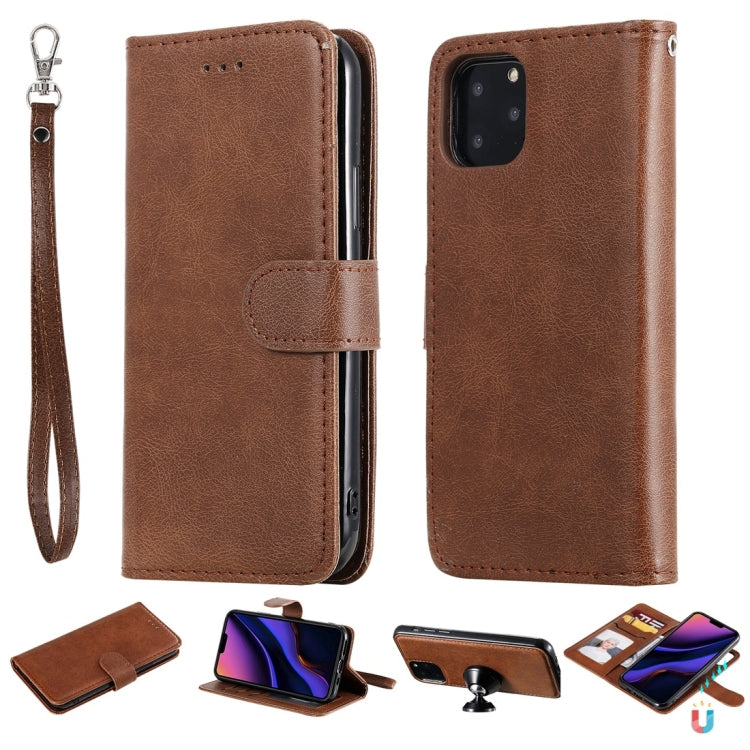 For iPhone 11 Pro Solid Color Horizontal Flip Protective Case with Holder & Card Slots & Wallet & Photo Frame & Lanyard