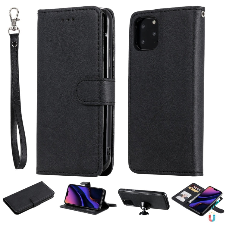For iPhone 11 Pro Solid Color Horizontal Flip Protective Case with Holder & Card Slots & Wallet & Photo Frame & Lanyard