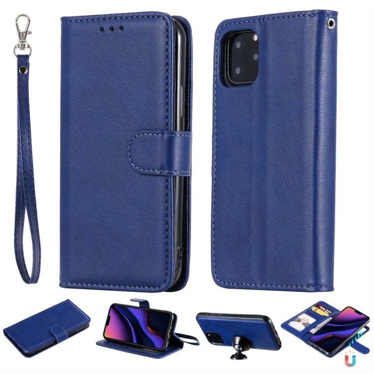 For iPhone 11 Pro Solid Color Horizontal Flip Protective Case with Holder & Card Slots & Wallet & Photo Frame & Lanyard