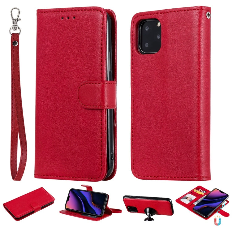 For iPhone 11 Pro Solid Color Horizontal Flip Protective Case with Holder & Card Slots & Wallet & Photo Frame & Lanyard