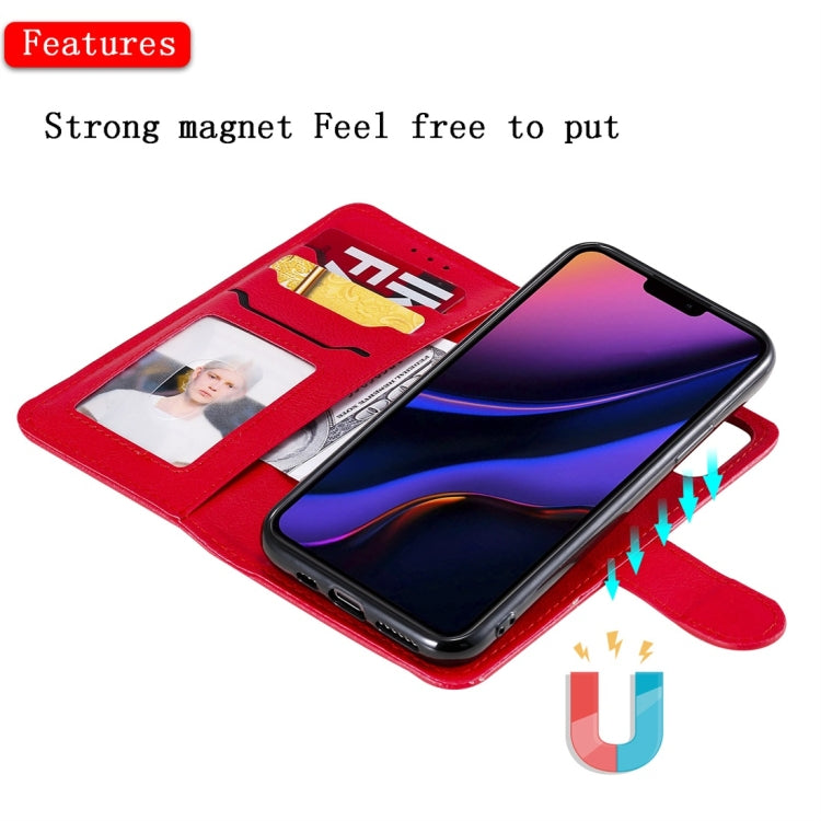 For iPhone 11 Pro Solid Color Horizontal Flip Protective Case with Holder & Card Slots & Wallet & Photo Frame & Lanyard