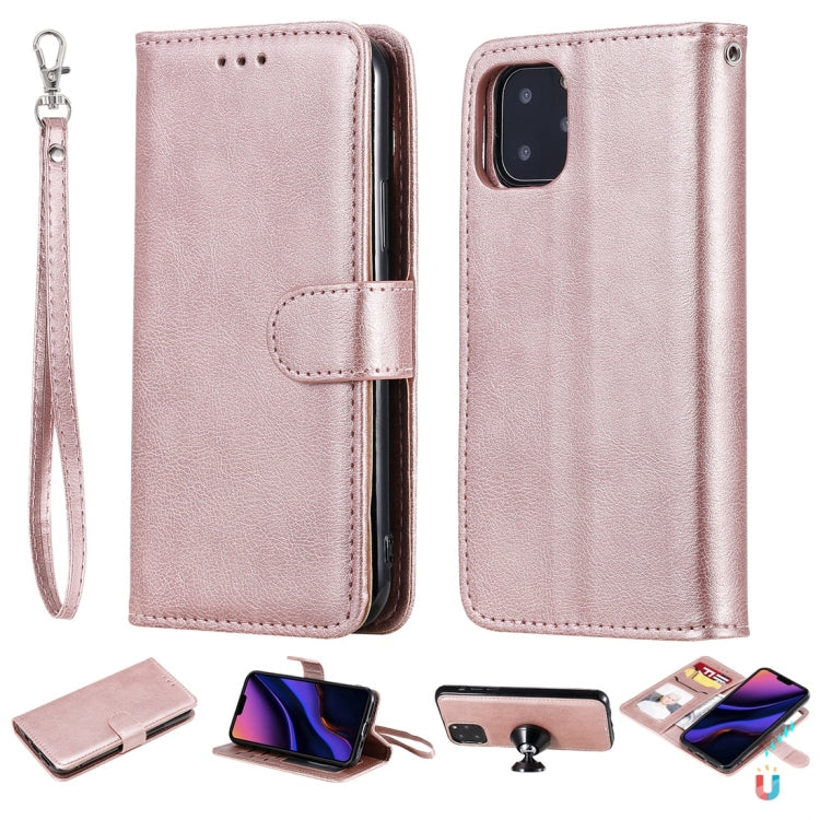 For iPhone 11 Pro Solid Color Horizontal Flip Protective Case with Holder & Card Slots & Wallet & Photo Frame & Lanyard