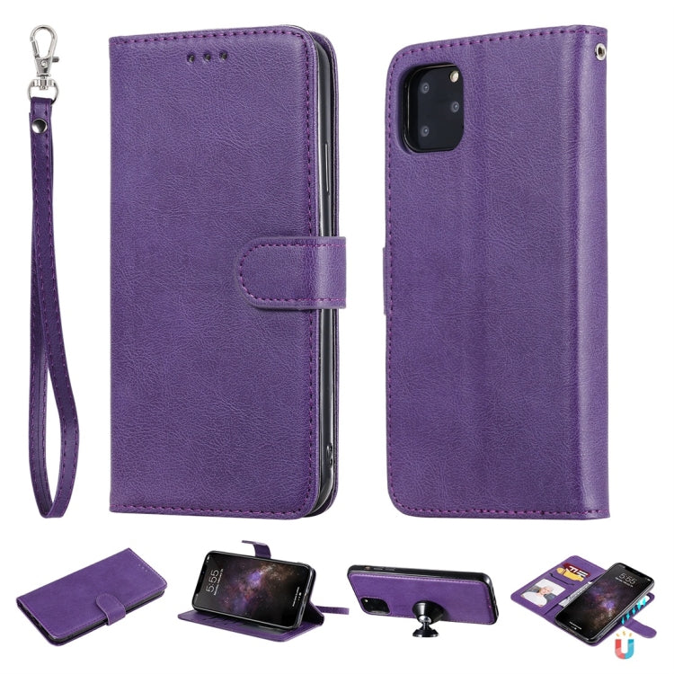 For iPhone 11 Pro Max Solid Color Horizontal Flip Protective Case with Holder & Card Slots & Wallet & Photo Frame & Lanyard