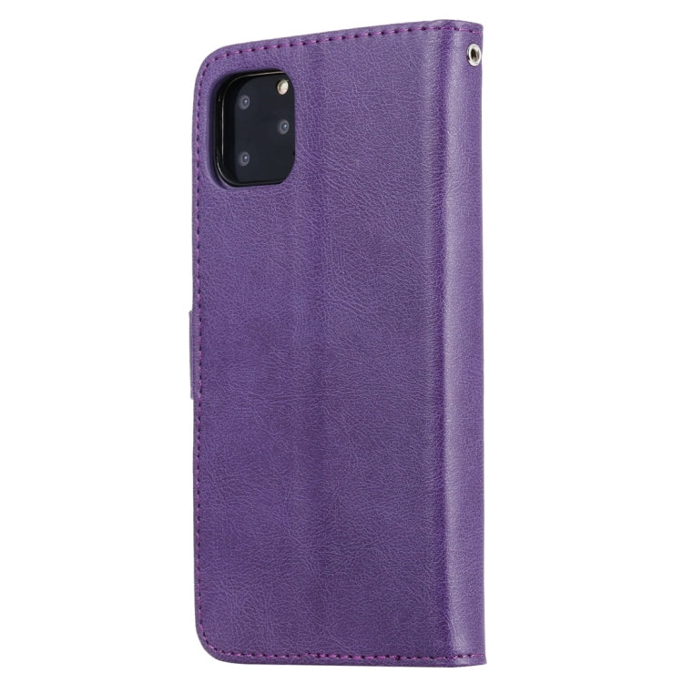 For iPhone 11 Pro Max Solid Color Horizontal Flip Protective Case with Holder & Card Slots & Wallet & Photo Frame & Lanyard