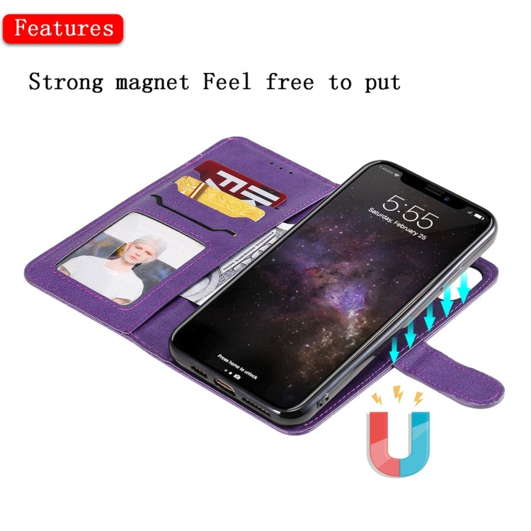 For iPhone 11 Pro Max Solid Color Horizontal Flip Protective Case with Holder & Card Slots & Wallet & Photo Frame & Lanyard