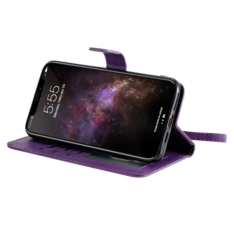 For iPhone 11 Pro Max Solid Color Horizontal Flip Protective Case with Holder & Card Slots & Wallet & Photo Frame & Lanyard