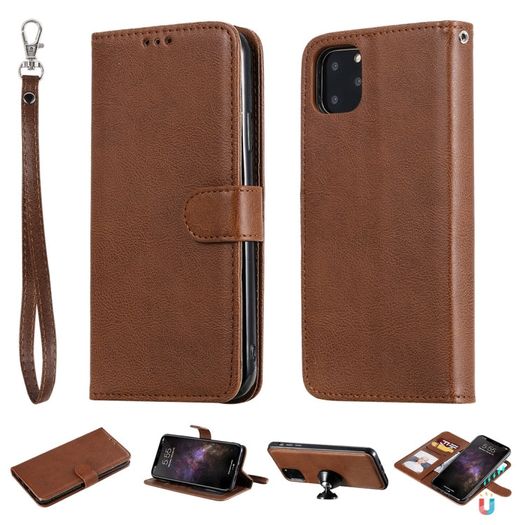 For iPhone 11 Pro Max Solid Color Horizontal Flip Protective Case with Holder & Card Slots & Wallet & Photo Frame & Lanyard