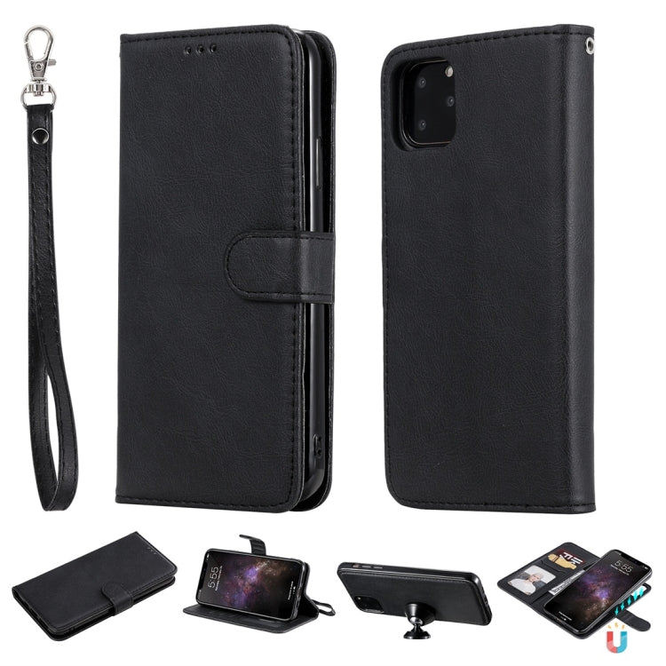 For iPhone 11 Pro Max Solid Color Horizontal Flip Protective Case with Holder & Card Slots & Wallet & Photo Frame & Lanyard