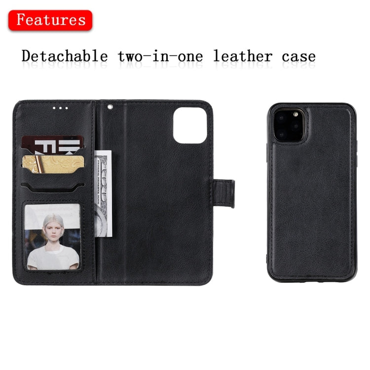 For iPhone 11 Pro Max Solid Color Horizontal Flip Protective Case with Holder & Card Slots & Wallet & Photo Frame & Lanyard