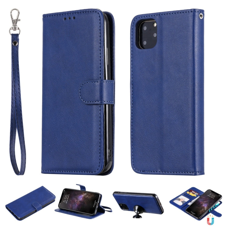 For iPhone 11 Pro Max Solid Color Horizontal Flip Protective Case with Holder & Card Slots & Wallet & Photo Frame & Lanyard
