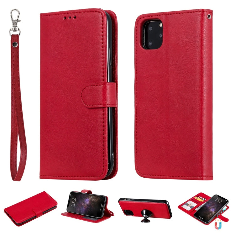 For iPhone 11 Pro Max Solid Color Horizontal Flip Protective Case with Holder & Card Slots & Wallet & Photo Frame & Lanyard