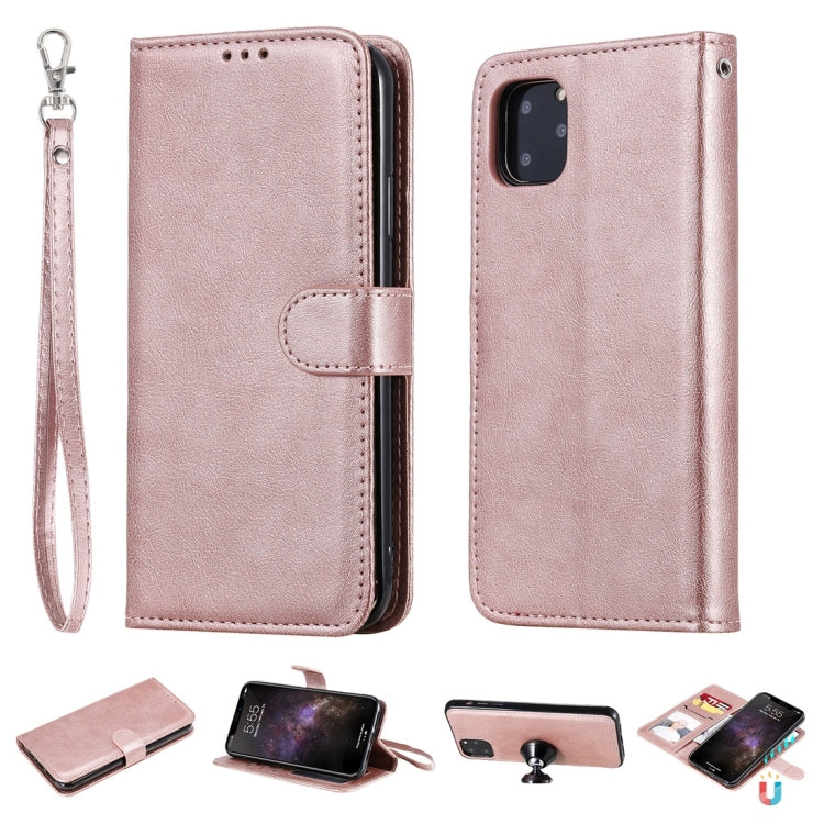 For iPhone 11 Pro Max Solid Color Horizontal Flip Protective Case with Holder & Card Slots & Wallet & Photo Frame & Lanyard