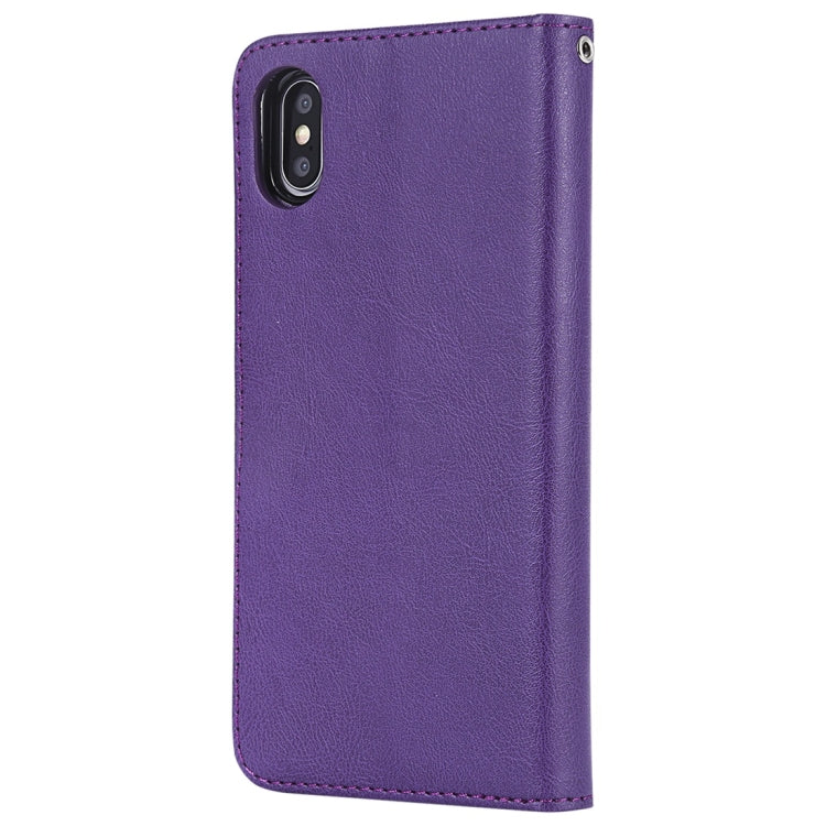 For iPhone XS Max Solid Color Horizontal Flip Protective Case with Holder & Card Slots & Wallet & Photo Frame & Lanyard