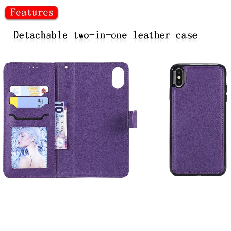 For iPhone XS Max Solid Color Horizontal Flip Protective Case with Holder & Card Slots & Wallet & Photo Frame & Lanyard