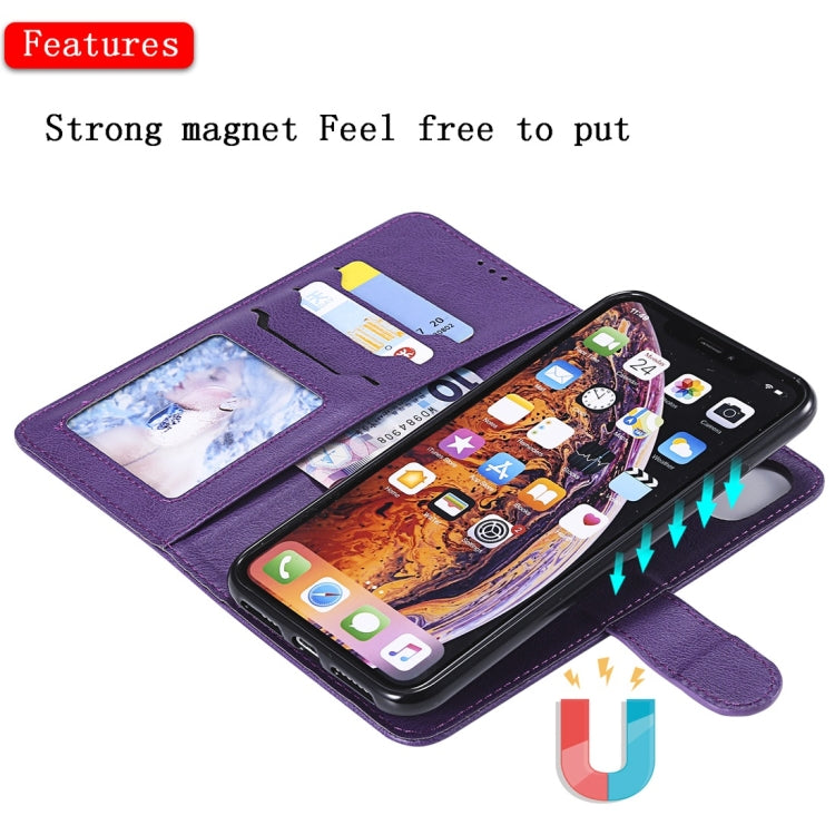 For iPhone XS Max Solid Color Horizontal Flip Protective Case with Holder & Card Slots & Wallet & Photo Frame & Lanyard