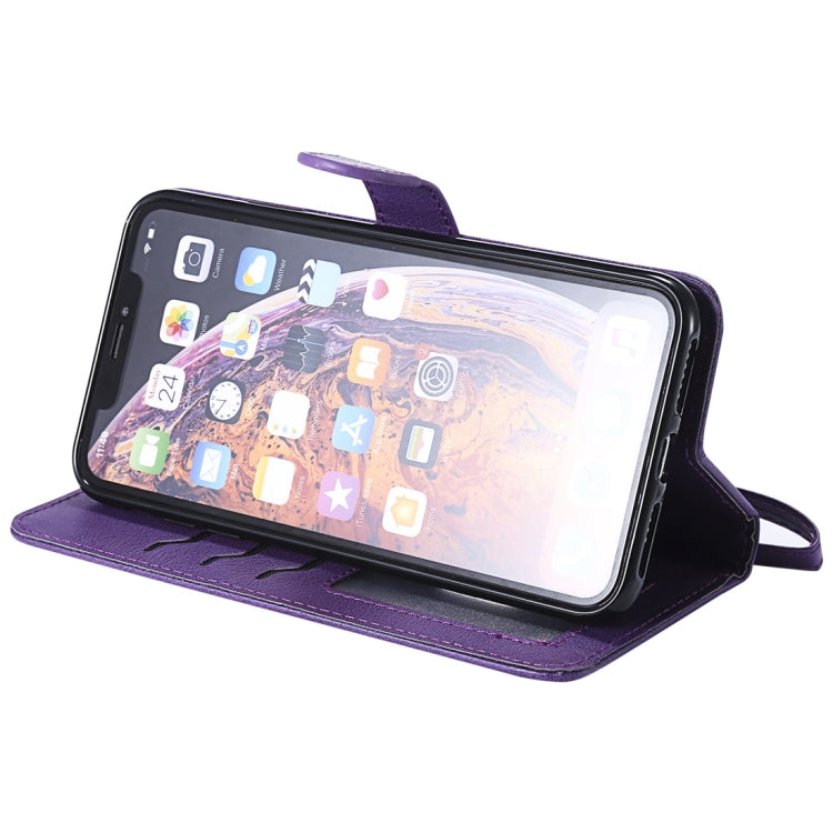 For iPhone XS Max Solid Color Horizontal Flip Protective Case with Holder & Card Slots & Wallet & Photo Frame & Lanyard