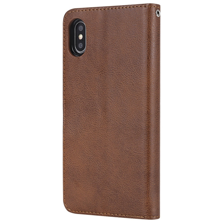 For iPhone XS Max Solid Color Horizontal Flip Protective Case with Holder & Card Slots & Wallet & Photo Frame & Lanyard